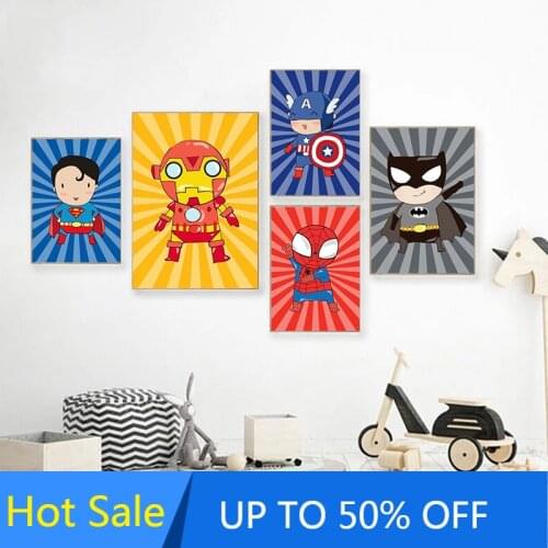 Marvel Captain America Spiderman Hulk Iron Man Wall Art Canvas Painting Nordic Posters and Prints Pictures for Living Room Decor