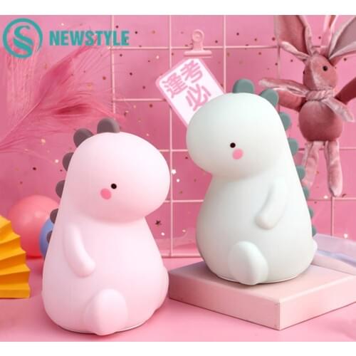 Dinosaur Night Light for Kids Cute Colorful Silicone Baby Nursery Light with Touch Sensor LED Beside Lamp for Toddlers Room