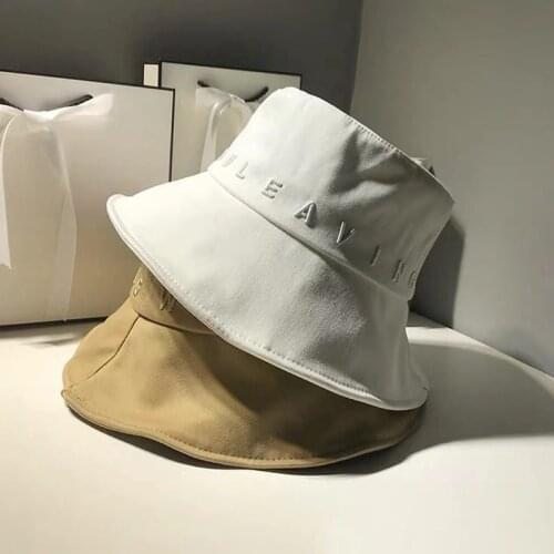 2021 Letter Embroidery Bucket Hats For Women Summer Sun Protection Hats Outdoor Travel Panama Fisherman Caps Bob chapeau femme