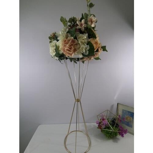70CM/50CM Flower Vases Gold/ White Flower Stands Metal Road Lead Wedding Centerpiece Flowers Rack For Event Party Decoration