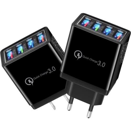 Portable 3.1A Quick Charging Home Travel EU/US Plug 4 USB Ports Phone Charger Wall Power Adapter For Xiaomi Huawei Samsung LG