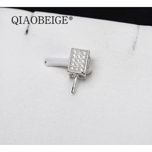 QIAOBEIGE Ready to Ship In Stock Fast Dispatch Wholesale 925 Silver Necklace Pendant Accessories(no pearl) Silver/Gold Zircon
