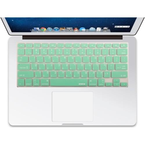 XSKN Hebrew Language Mint Green US Layout Silicone Keyboard Skin Cover for (2015 and Before) MacBook Air Pro 13 15 17, Wireless