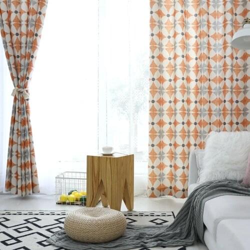 Modern Simple Curtain American Cotton and Linen Printed Window Curtain Curtains for Bedroom Kitchen Living Room