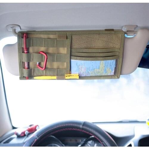 Tactical MOLLE Vehicle Visor Panel EDC Tool Pouch CD Storage Bag Truck Car Sun Visor Organizer Auto Gear Accessories Holder