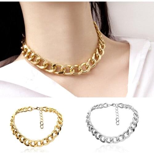 Vintage Exaggerated Chunky Chain Necklace Women Metal Chain Gold Fashion Gothic Punk 5mm Choker Jewelry Gifts