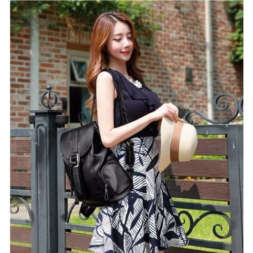 YILIAN Large capacity backpack female 2021 new soft leather fashion simple shopping travel backpack versatile womens bag