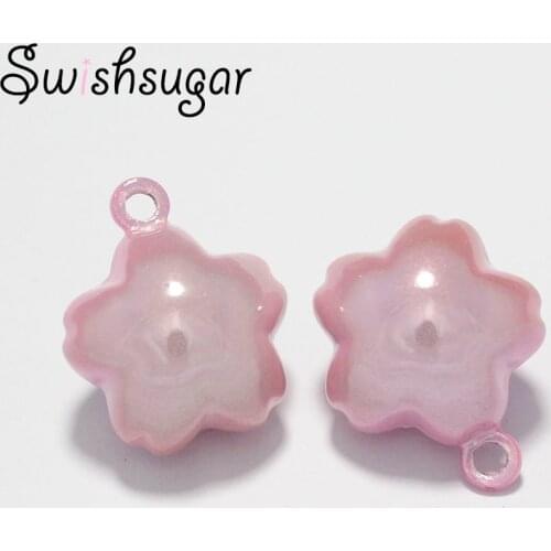 Japanese Close Sakura Jingle Bells Good Luck Charms Necklace Pendant Accessories Jewelry Craft Findings