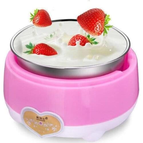 Yogurt maker Mini Automatic Yogurt machine Household DIY Yogurt tools Kitchen appliance Stainless steel tank Pink 220V