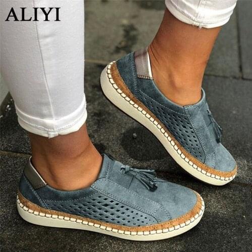 Spring Flats Women 2021 New Hollow Out Breathable Fringe Ladies Comfy Casual Loafers Home Outdoor Running Sport Sneakers