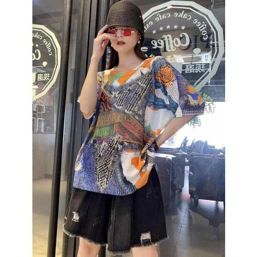 Black Punk Goth Streetwear Gothic Clothes Hollow Out Graffiti Tops Women Nice Short Sleeve Kawaii Sweater Womens Clothing Nice