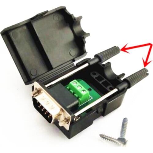 10pcs 9 Pin DB9 RS232 Female Male Serial Port Breakout Terminal Adapter Connector With Cover