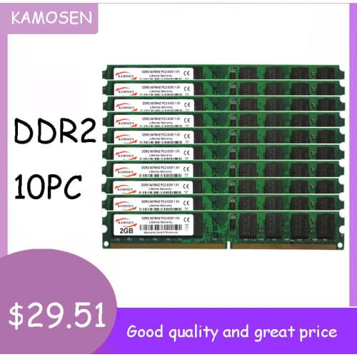 10PCS DDR2 2GB 667mhz Dimm brand new PC2 5300U Desktop 200-pin Memory RAM 1.8V Voltage