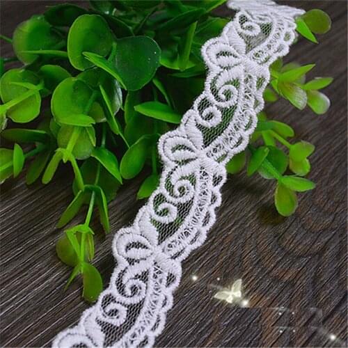 14 Yards Cotton Lace 3D Flower Embroidery Lace Mesh Fabrics Trims DIY Garment Accessories 2cm