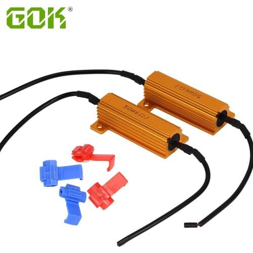 2PCS 50W6RJ Gold Fuse H8 H11 h4 h7 9006 Load Resistor Wire CANBUS Decoder Error Free Canceler Capacitor Auto Car LED Headlight