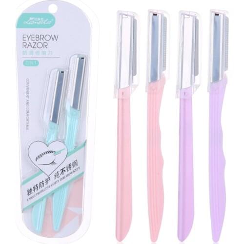 2Pcs/Set Eyebrow Razor Facial Hair Remover Safety Trimmer Brow Shaper Dermaplaning Eyebrow Trimmer Makeup Tool