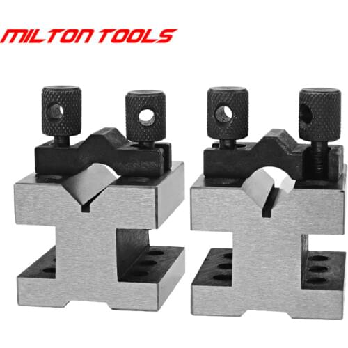 2pcs V-Block Ground Pair with Clamp Set Precision Matched Pair Precise 35x35x30mm 90°Machinist Multi-use Gauge Gage Tool