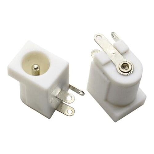 20pcs Hot Sales DC-005 White DC Power Jack Socket Connector 5.5*2.1mm DC005 Round needle Power Female Plug 5.5 x 2.1mm white