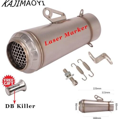 60mm Universal Motorcycle Exhaust Muffler Escape Pipe Slip On S1000RR CBR1000RR Z1000 R1200GS R1200RT R1200RS F700GS