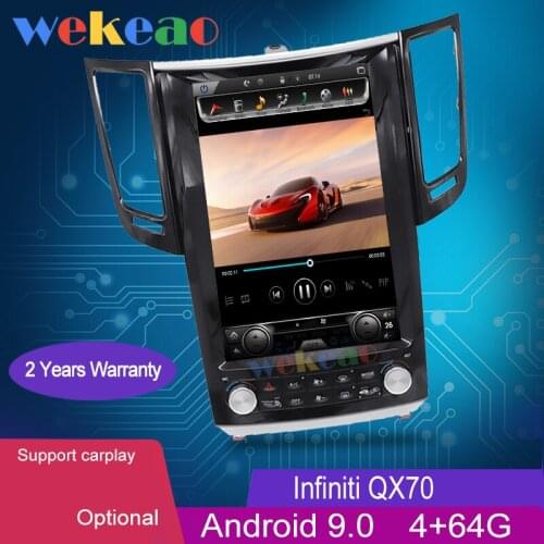 Wekeao Vertical Screen Tesla Style 12.1" 1 Din Android 9.0 Car Radio For Infiniti QX70 FX25 FX35 Car Dvd Player GPS 4G 2007-2015