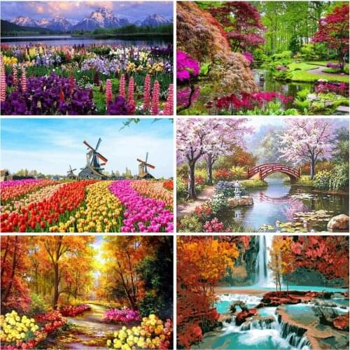 AZQSD Full Square&Round Diamond Painting Landscape 5D Diamond Embroidery Mosaic Flower Cross Stitch Home Decor Gift