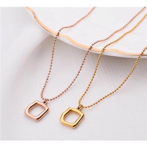 Personality Creative Gold-plated Stainless Steel Geometry Pendant Necklace For Women Bead Chain Choker Trendy Metal Jewelry