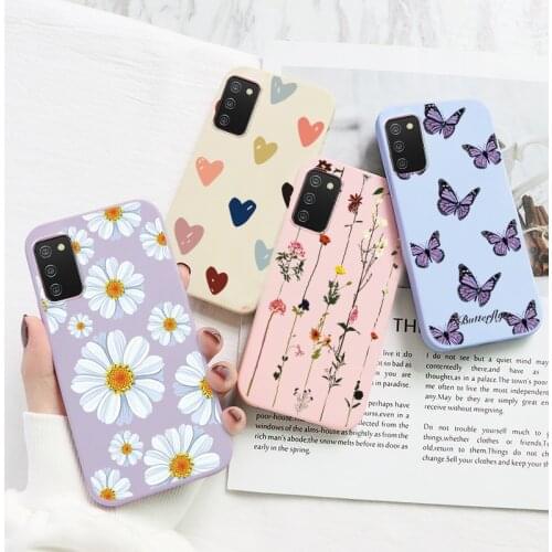 For Samsung A02S Case Flowers Love Heart Soft Silicone Back Cover For Samsung A02S 6.5'' A 02S Phone Coque Bumper TPU Cases Capa