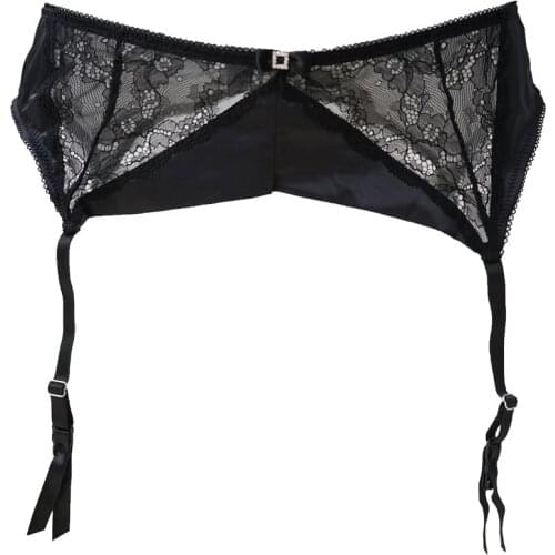 Black high quality Lace women/female/Lady Sexy Garter Belts for stockings, Metal Clips Suspender Belt Underwear Lingerie GA1036