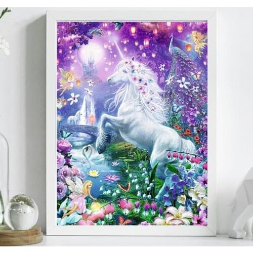 Diy 5D Diamond Painting Animal Fairy and Unicorn Cross Stitch Kit Full Drill Embroidery Mosaic Art Picture of Rhinestones Decor