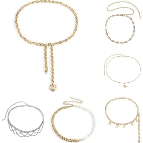 Women Girls DIY Rhinestone Letter Waist Chain Belt Women Chain Alloy Belly Chain Body Jewelry Party For Women