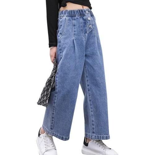 Jeans Girl Solid Color Girls Jeans Pants Spring Autumn Winter Jeans For Children Casual Style Childrens Jeans Clothes 3T-14T