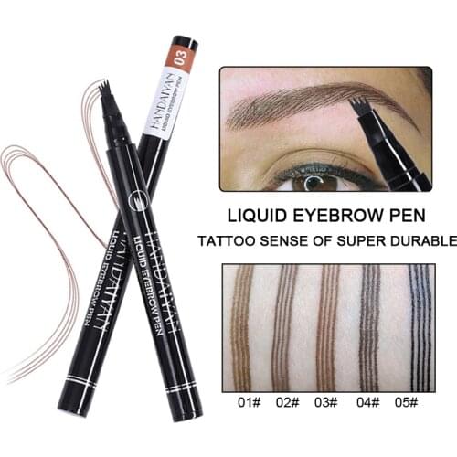 Hot Sale 5 Colors 4 Heads Fork Liquid Painting brow Tattoo Pencil Black Brown Color Waterproof Natural Eyebrow Makeup Pen