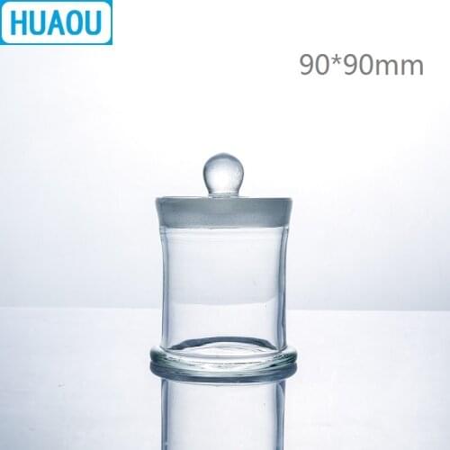 HUAOU 90*90mm Specimen Jar with Knob and Ground-In Glass Stopper Medical Formalin Formaldehyde Display Bottle