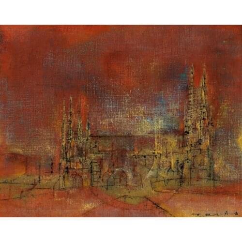 Free shipping abstract house landscape oil painting canvas painting prints printed on canvas home wall art decoration picture