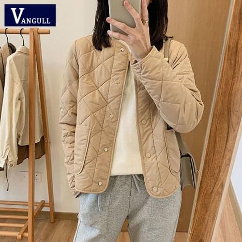 Vangull Casual Single Breasted Pocket Women Jacket Autumn Lightweight Loose Parkas Solid O-Neck Long Sleeve Female Outwear Coats