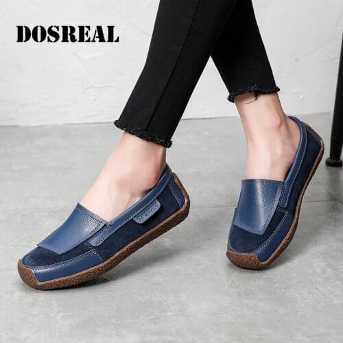 DOSREAL Genuine Leather Loafers For Women Top Quality Slip On Confortable Ladies Office Shoes Fashion Casual Walking Sneakers