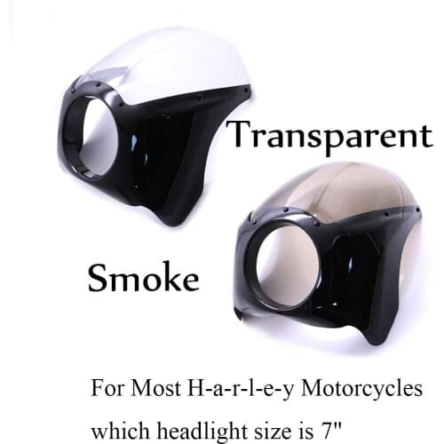 7"Headlight Fairing Cowl Mask For Harley Road King Electra Glide Sportster XL Model 883 1200 XL883 XL1200 Dyna Transparent Smoke