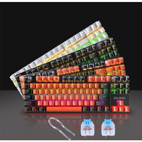 K200 Gaming Mechanical Keyboard RGB Backlit Blue Switch 87 Key USB Wired Mechanical Gaming Keyboard for PC Computer Laptop Gamer