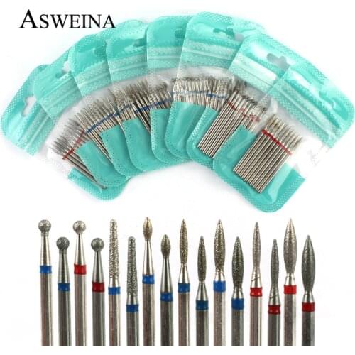 10pcs Diamond Nail Drill Bit Set Milling Cutter Electric Manicure Drills For Pedicure Machine Burr Nail Art Equipment