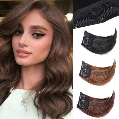 LUPU Synthetic Hair Pads Invisible Seamless Clip In Hair Extension Black Brown Short Straight Natural Fake Hair Pieces