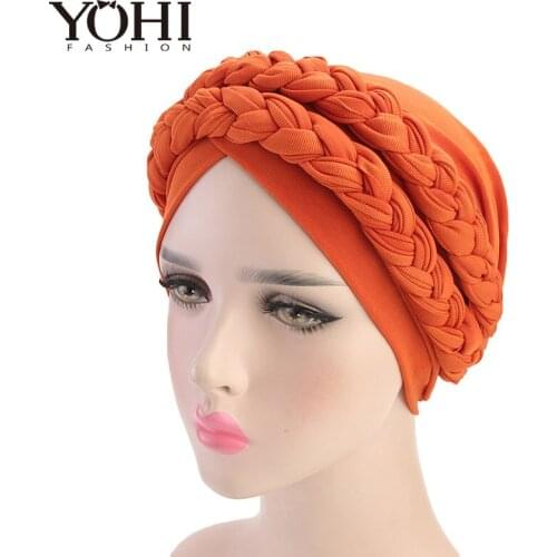 New fashion Bohemian twist braid headband hatMuslim chemotherapy cap Women India Hat Beanie Ladies Hair Accessories