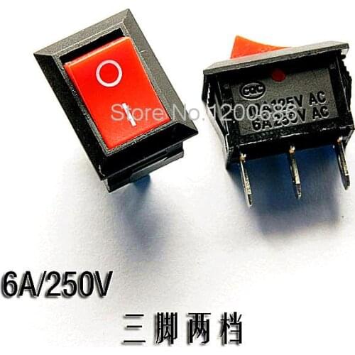 Rocker switch power switch KCD1 102 red 3 feet 2 files 6A 250V 10A125V