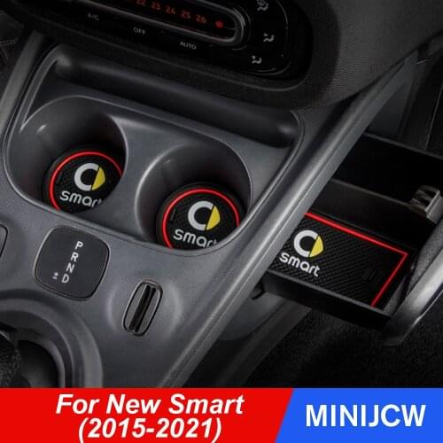 Car Styling Coasters Water Cup Storage Box Door Slot Cushion Anti-slip Dust Pad For New Smart 453 fortwo forfour Accessories