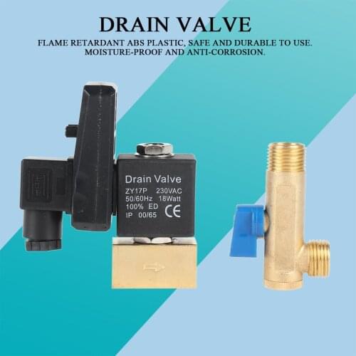 Durable Electronic Drain Valve Timed Gas Tank Automatic Drain Valve 1/2 Port AC 220V 2-way Brass Valve for Air Compressor