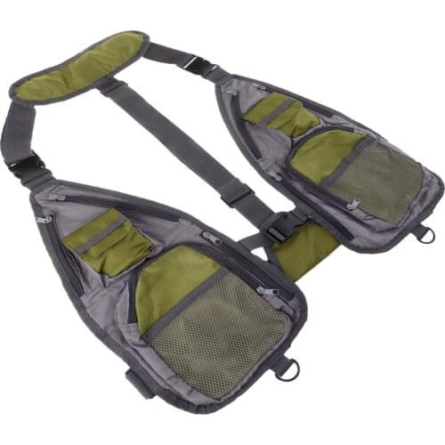 Adjustable Fly Fishing Vest Waistcoat Multi-pocket Chest Bag Outdoor Fishing