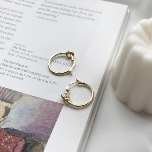 Fashion New New Real South Korea Real Silver contracted S925 pure silver geometric knot earrings ears ring circle earrings