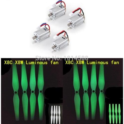Luminous Propellers & Motors Spare Parts for Syma X8C X8W X8G RC Quadcopter Drone Nice Match