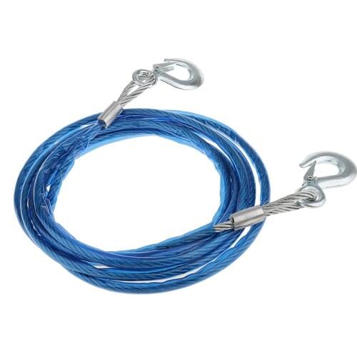 5Ton 4M Tow Car Rope Heavy Duty Pull Steel Wire Van Metal Road Recovery Hook