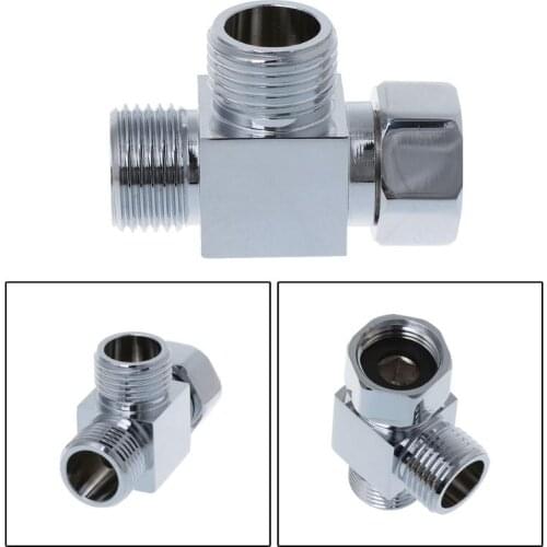 1/2" Brass Chrome 3 Way Diverter Hose Fitting Tee T Shape Adapter Bath Connector