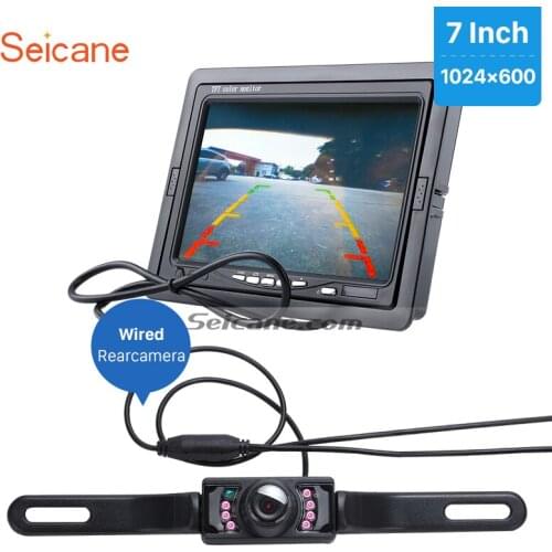 Seicane Universal 7 Inch Car Monitor DVR TFT LCD Display AV Auto Parking Digital Video Recoder with Wire Rearview Camera free